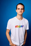 Oh My Zsh ASCII shirt (rainbow on white)