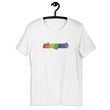 Oh My Zsh ASCII shirt (rainbow on white)