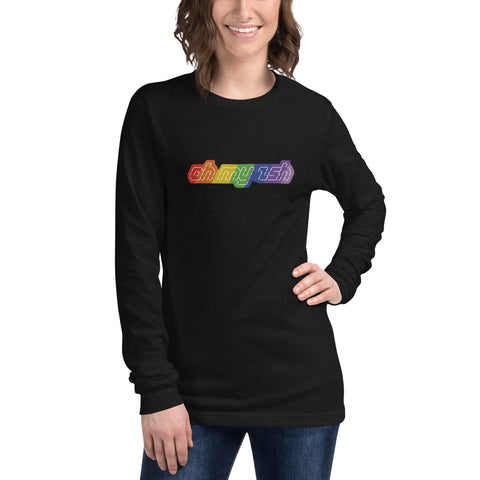 Oh My Zsh rainbow ASCII unisex long-sleeve shirt